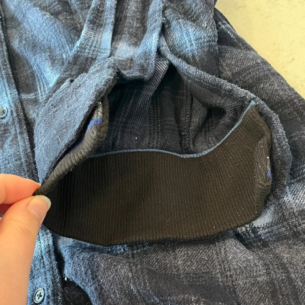 Free People Navy Plaid Shirt Jacket